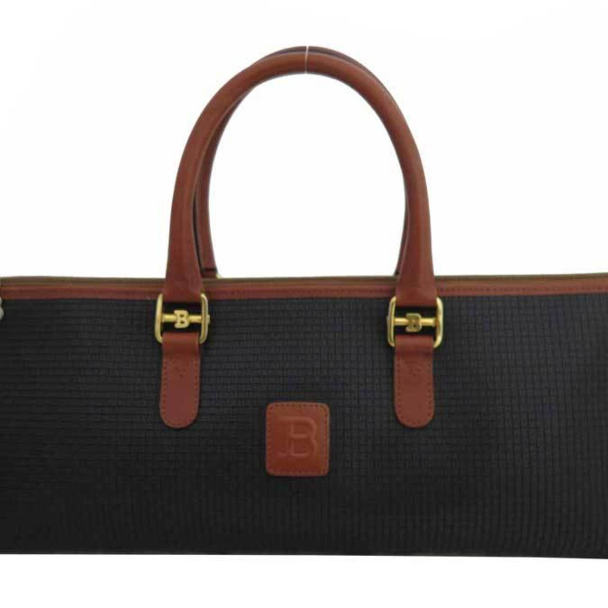 Bally Bag B Black Brown Pvc Leather Handbag Women's Men's